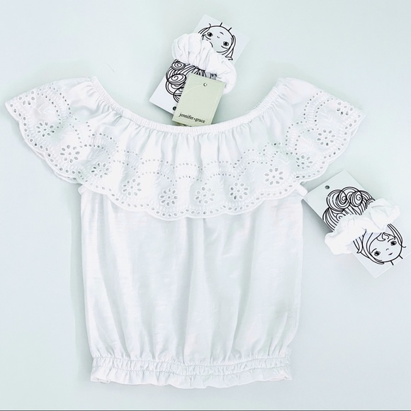 Eyelet Ruffle Neck Top Girl - Picture 6 of 11